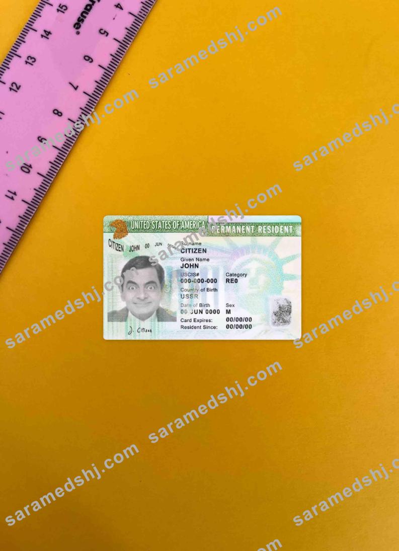 USA green card, permanent resident card photolook FRONT
